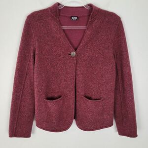 Eileen Fisher Lambswool Blazer Jacket Long Sleeve Knit Wool Red Size 4P Petite